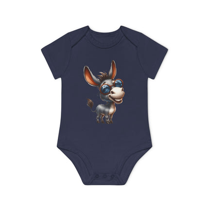 SnuggleNest Organic Baby Bodysuit (Short Sleeves) Donkey