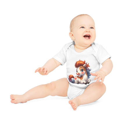 SnuggleNest Organic Baby Bodysuit (Short Sleeves) Horse