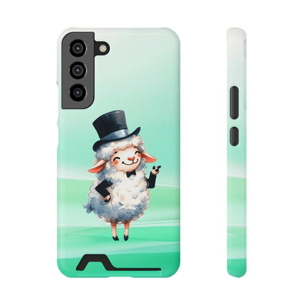 EnchantGuard Phone Case with Card Holder: Style Meets Functionality - Sheep