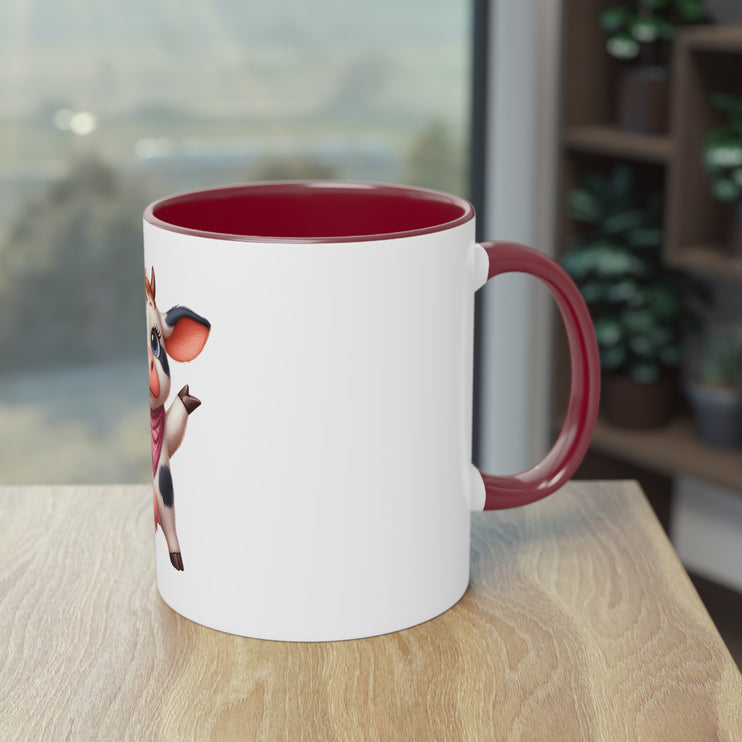 Harmony Two-Tone Coffee Mug: Sip in Style, Revel in Comfort - Cow