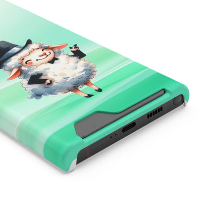 EnchantGuard Phone Case with Card Holder: Style Meets Functionality - Sheep