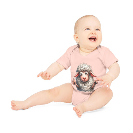 SnuggleNest Organic Baby Bodysuit (Short Sleeves) Sheep