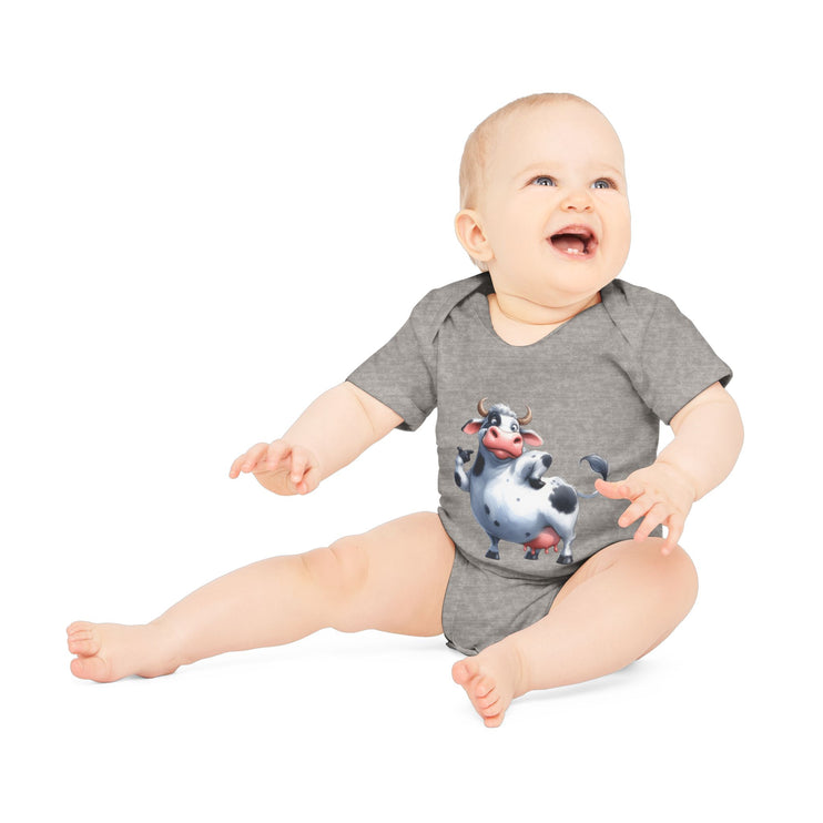 SnuggleNest Organic Baby Bodysuit (Short Sleeves) Cow