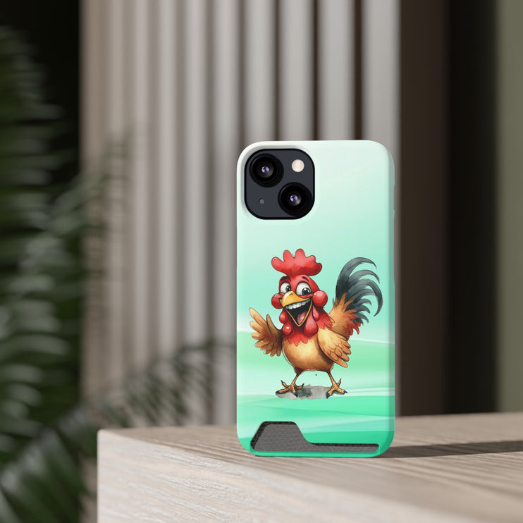 EnchantGuard Phone Case with Card Holder: Style Meets Functionality - Rooster