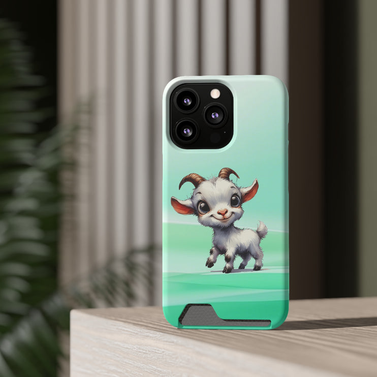 EnchantGuard Phone Case with Card Holder: Style Meets Functionality - Goat