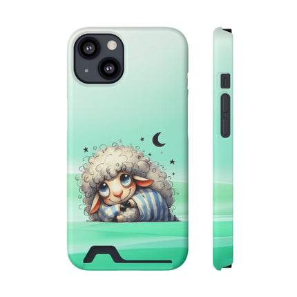 EnchantGuard Phone Case with Card Holder: Style Meets Functionality - Sheep