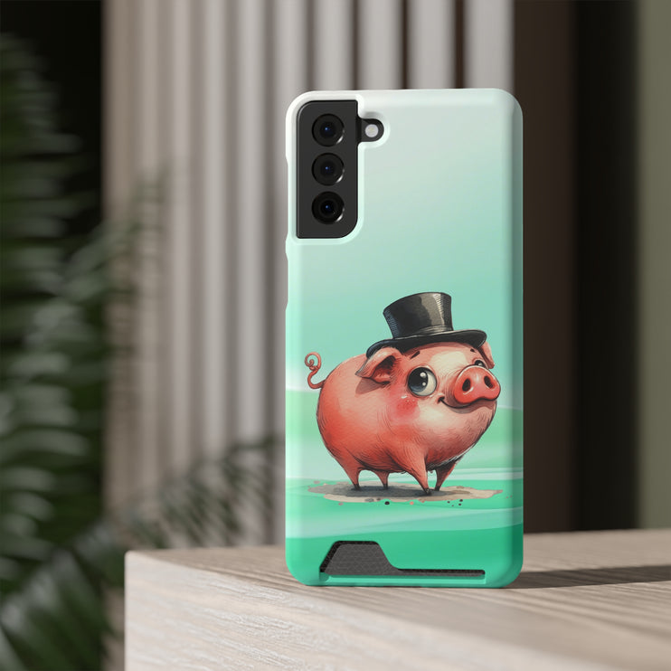 EnchantGuard Phone Case with Card Holder: Style Meets Functionality - Pig