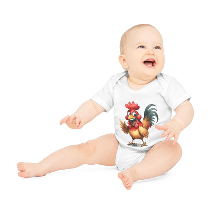 SnuggleNest Organic Baby Bodysuit (Short Sleeves) Rooster