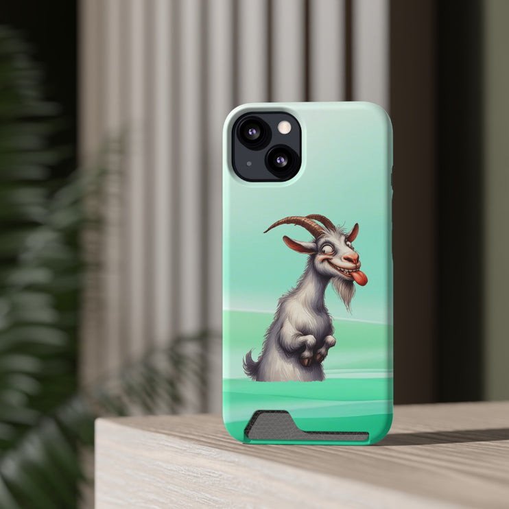 EnchantGuard Phone Case with Card Holder: Style Meets Functionality - Goat