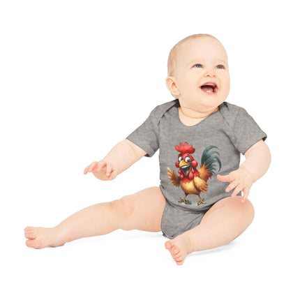 SnuggleNest Organic Baby Bodysuit (Short Sleeves) Rooster