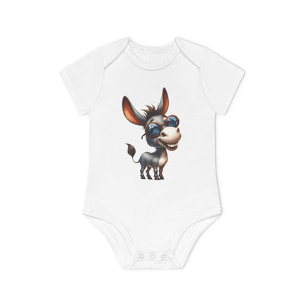 SnuggleNest Organic Baby Bodysuit (Short Sleeves) Donkey