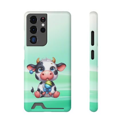 EnchantGuard Phone Case with Card Holder: Style Meets Functionality - Cow