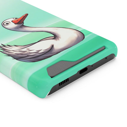 EnchantGuard Phone Case with Card Holder: Style Meets Functionality - Swan