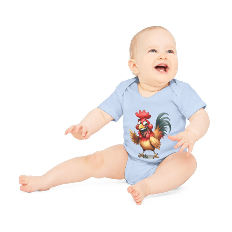 SnuggleNest Organic Baby Bodysuit (Short Sleeves) Rooster