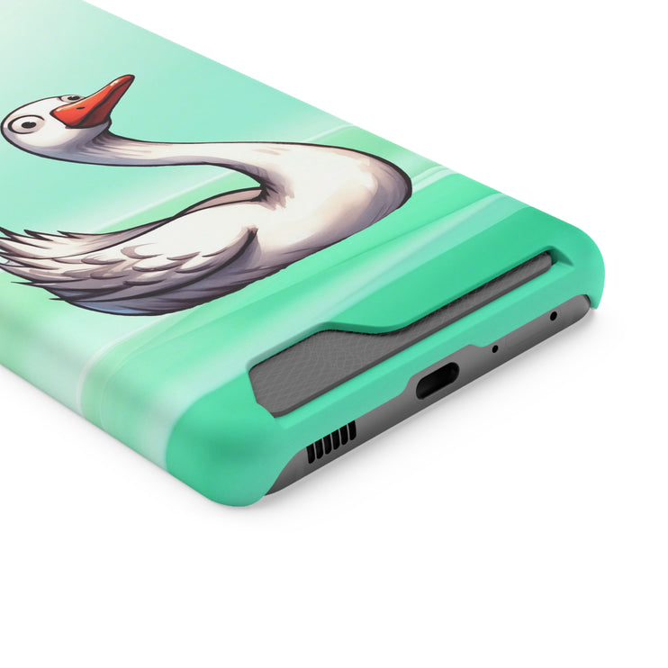 EnchantGuard Phone Case with Card Holder: Style Meets Functionality - Swan