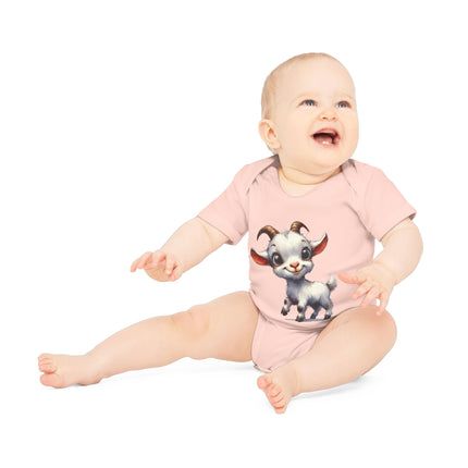 SnuggleNest Organic Baby Bodysuit (Short Sleeves) Goat