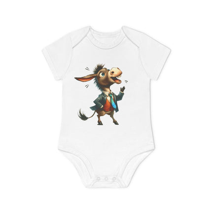 SnuggleNest Organic Baby Bodysuit (Short Sleeves) Donkey