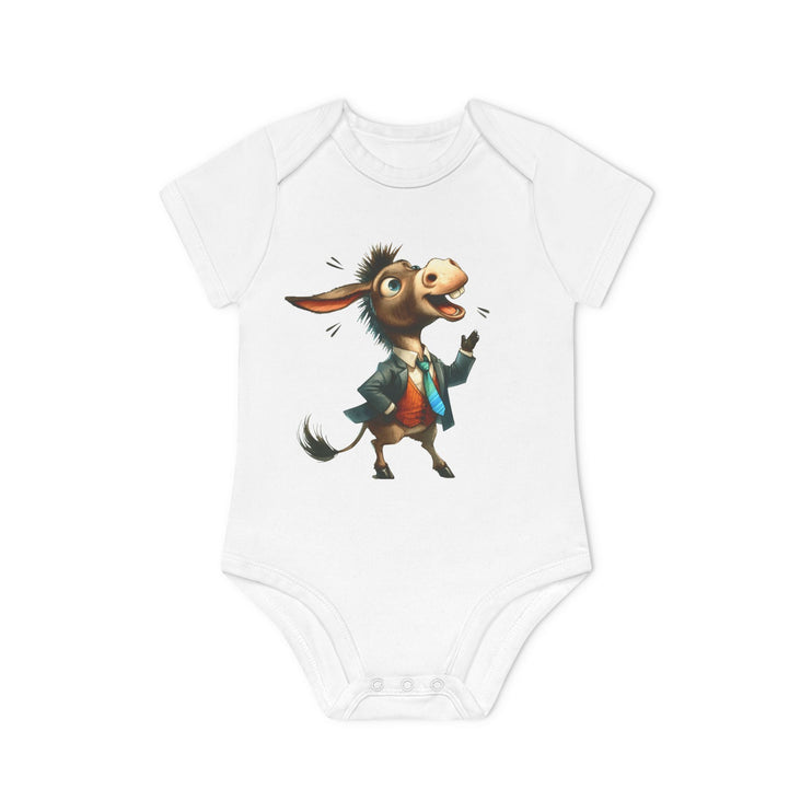 SnuggleNest Organic Baby Bodysuit (Short Sleeves) Donkey