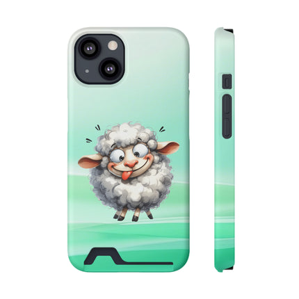 EnchantGuard Phone Case with Card Holder: Style Meets Functionality - Sheep