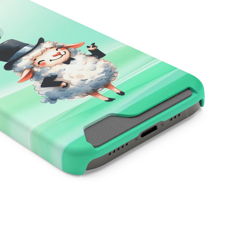 EnchantGuard Phone Case with Card Holder: Style Meets Functionality - Sheep