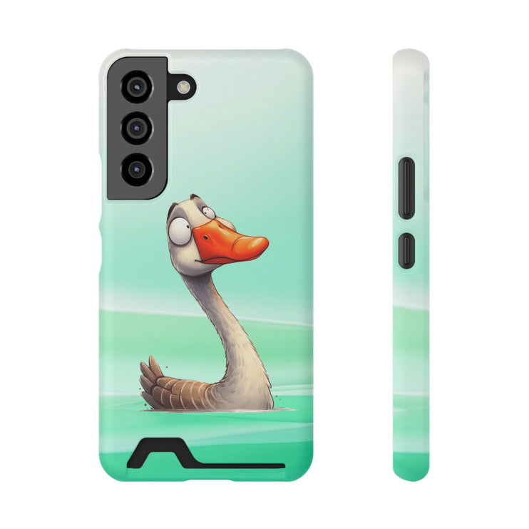 EnchantGuard Phone Case with Card Holder: Style Meets Functionality - Swan