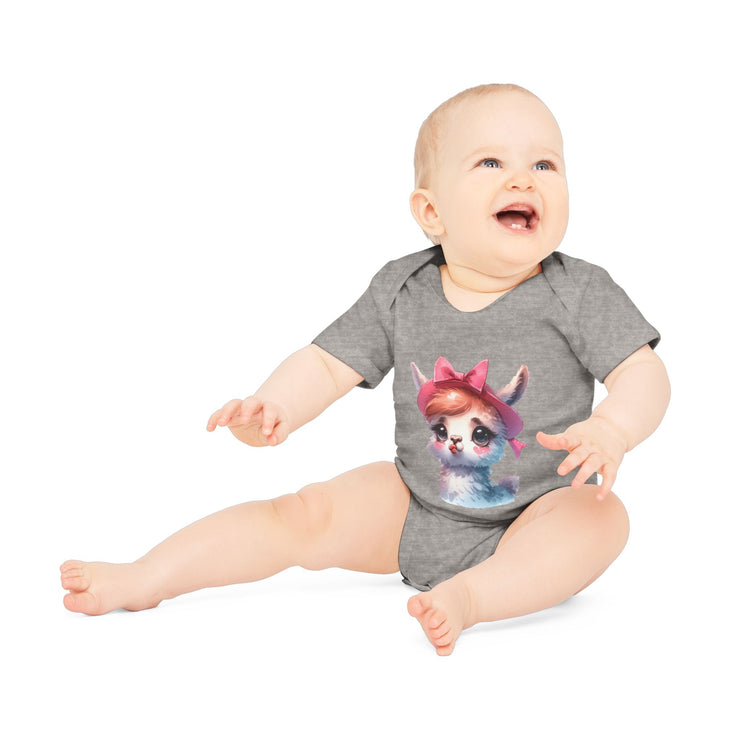 SnuggleNest Organic Baby Bodysuit (Short Sleeves) Lama