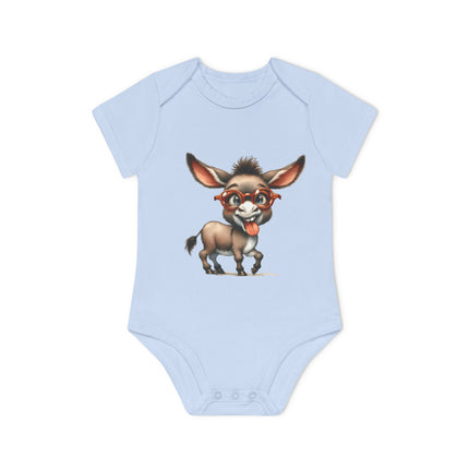 SnuggleNest Organic Baby Bodysuit (Short Sleeves) Donkey