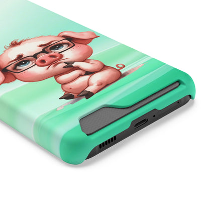 EnchantGuard Phone Case with Card Holder: Style Meets Functionality - Pig