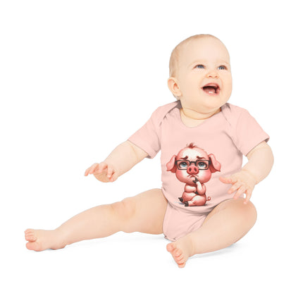 SnuggleNest Organic Baby Bodysuit (Short Sleeves) Pig