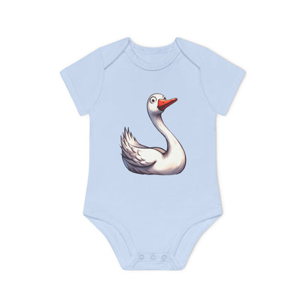 SnuggleNest Organic Baby Bodysuit (Short Sleeves) Swan