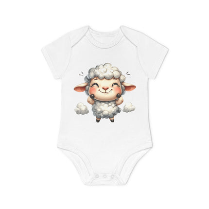 SnuggleNest Organic Baby Bodysuit (Short Sleeves) Sheep