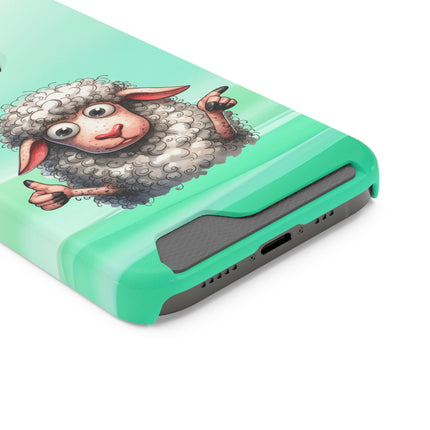 EnchantGuard Phone Case with Card Holder: Style Meets Functionality - Sheep