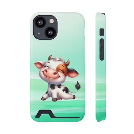 EnchantGuard Phone Case with Card Holder: Style Meets Functionality - Cow