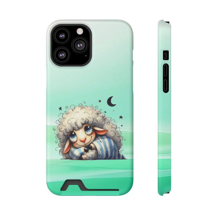 EnchantGuard Phone Case with Card Holder: Style Meets Functionality - Sheep