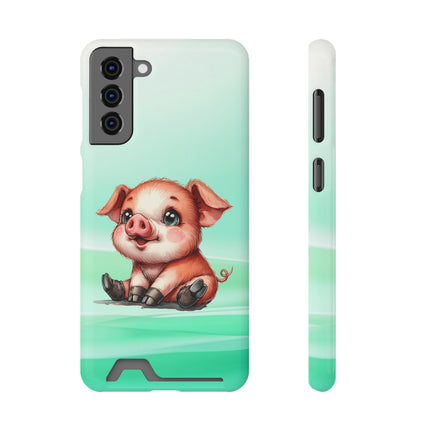 EnchantGuard Phone Case with Card Holder: Style Meets Functionality - Pig