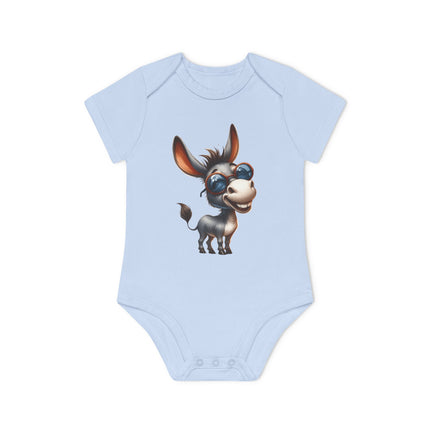 SnuggleNest Organic Baby Bodysuit (Short Sleeves) Donkey