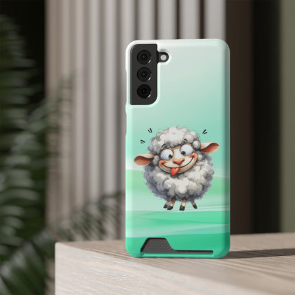 EnchantGuard Phone Case with Card Holder: Style Meets Functionality - Sheep