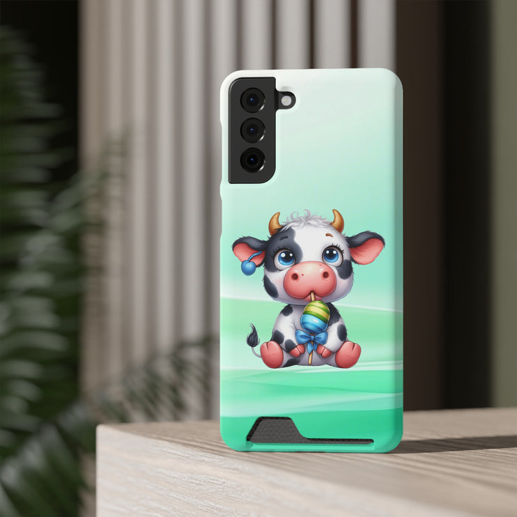 EnchantGuard Phone Case with Card Holder: Style Meets Functionality - Cow