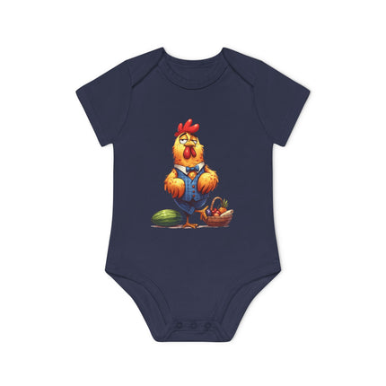 SnuggleNest Organic Baby Bodysuit (Short Sleeves) Rooster