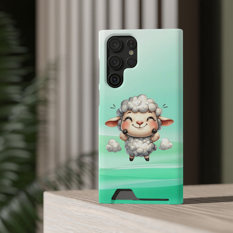 EnchantGuard Phone Case with Card Holder: Style Meets Functionality - Sheep