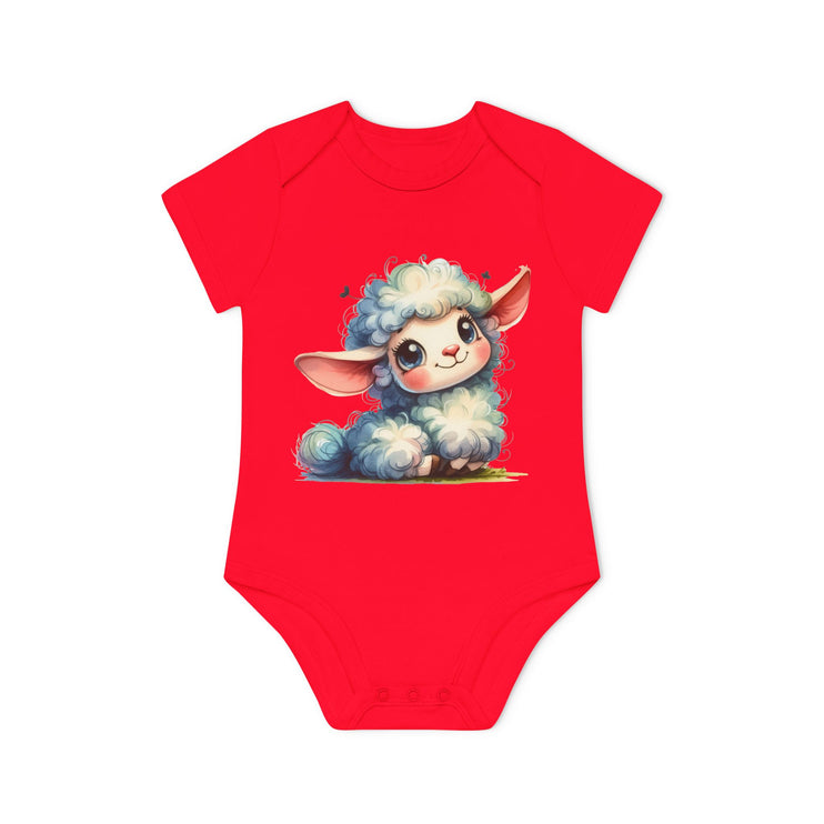 SnuggleNest Organic Baby Bodysuit (Short Sleeves) Sheep