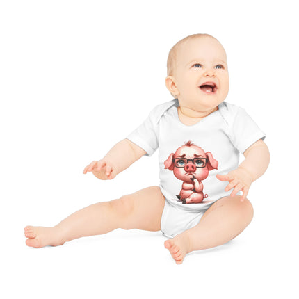 SnuggleNest Organic Baby Bodysuit (Short Sleeves) Pig