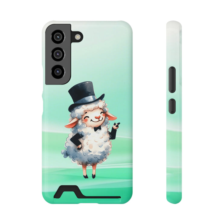 EnchantGuard Phone Case with Card Holder: Style Meets Functionality - Sheep