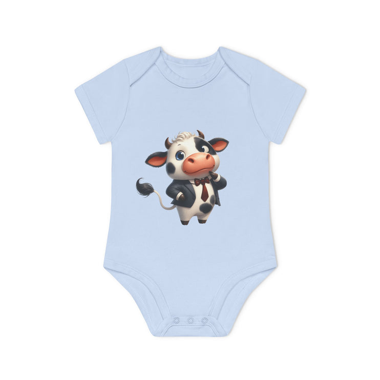 SnuggleNest Organic Baby Bodysuit (Short Sleeves) Cow