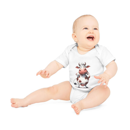 SnuggleNest Organic Baby Bodysuit (Short Sleeves) Cow