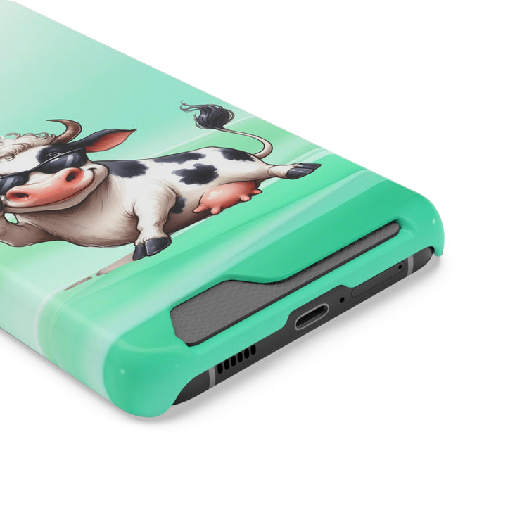 EnchantGuard Phone Case with Card Holder: Style Meets Functionality - Cow