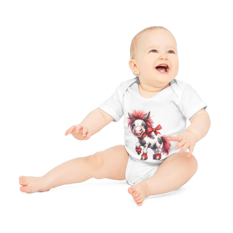 SnuggleNest Organic Baby Bodysuit (Short Sleeves) Horse