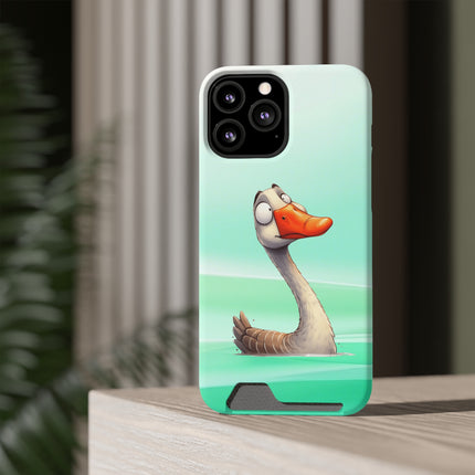 EnchantGuard Phone Case with Card Holder: Style Meets Functionality - Swan