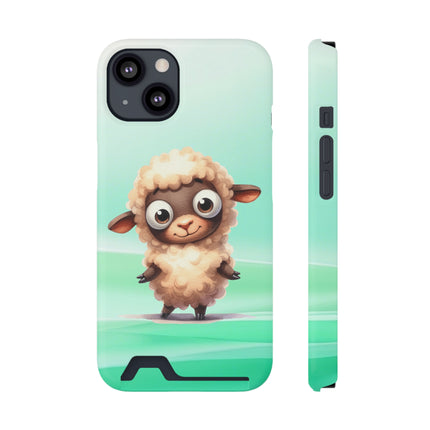 EnchantGuard Phone Case with Card Holder: Style Meets Functionality - Sheep