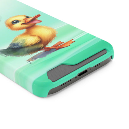 EnchantGuard Phone Case with Card Holder: Style Meets Functionality - Duck